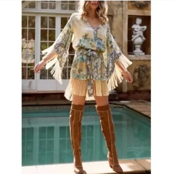 Spell Dresses & Skirts - NEW Spell & The Gypsy Sz s  Willow Tassel Dress Mini Floral Kimono Sleeve
